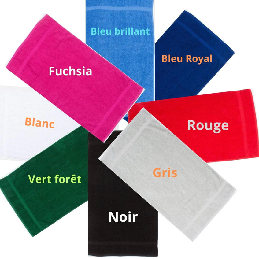 Serviette de bain personnalisée 130x70 en coton brodé